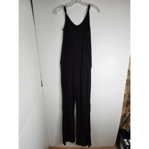 🎄 Splendid sleeveless v-neck flare bottom jumpsuit cozy lounger small black - Picture 5 of 17